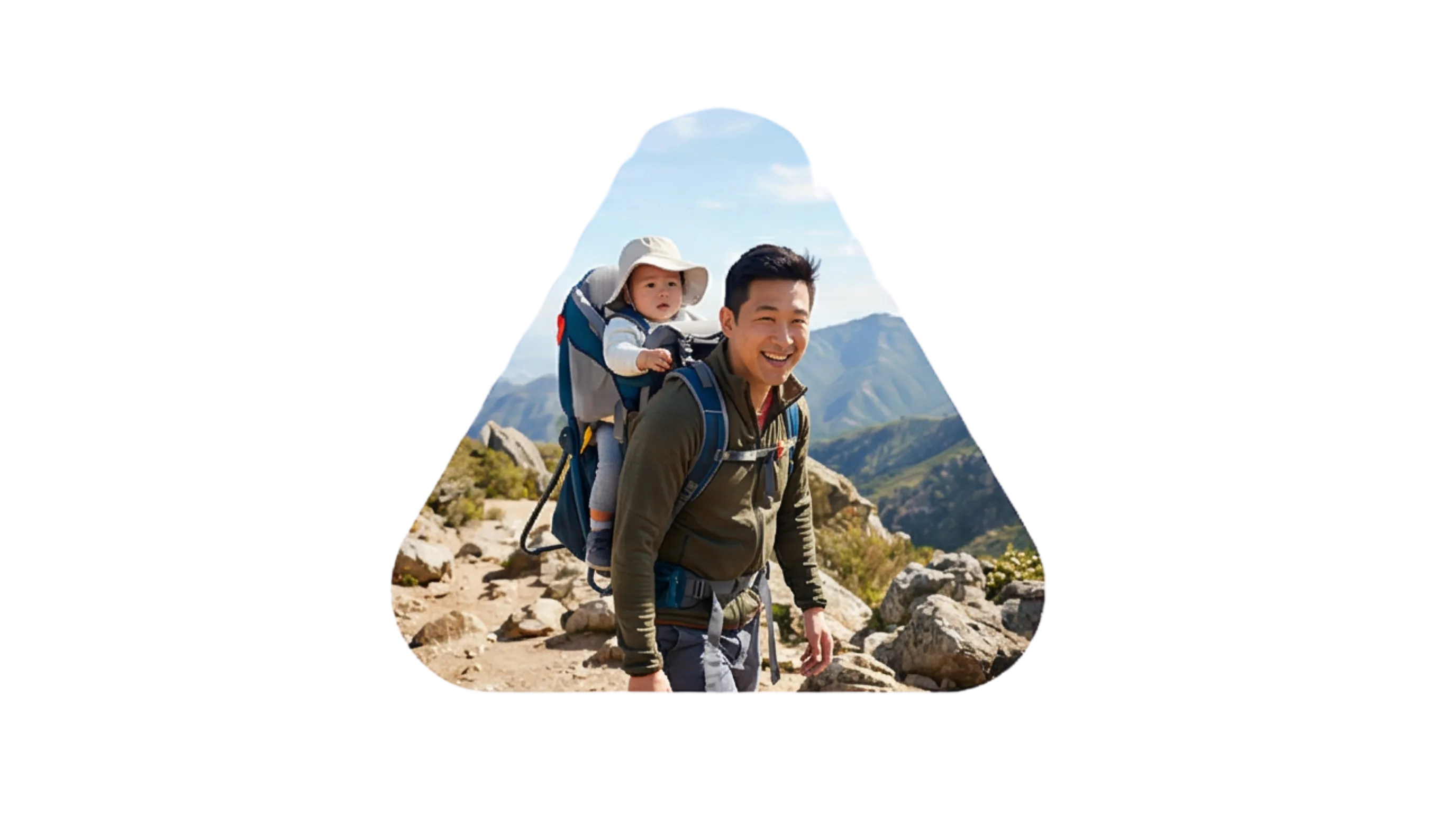 Dad hiking with baby